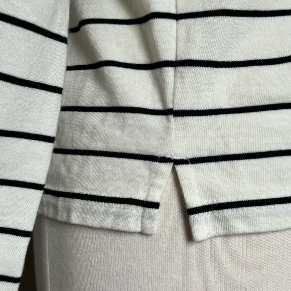 J. Crew Velvet Tie-front Top in White with Black Stripes - Picture 7 of 16